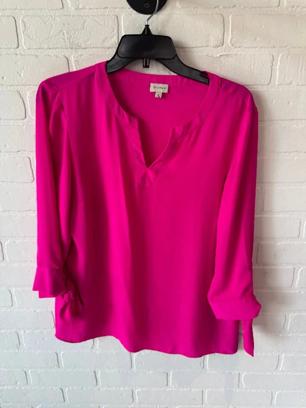 Top 3/4 Sleeve By Cremieux In Pink, Size: M