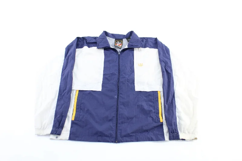 90's USA Olympic Embroidered Logo Navy, White, & Yellow Zip Up Jacket