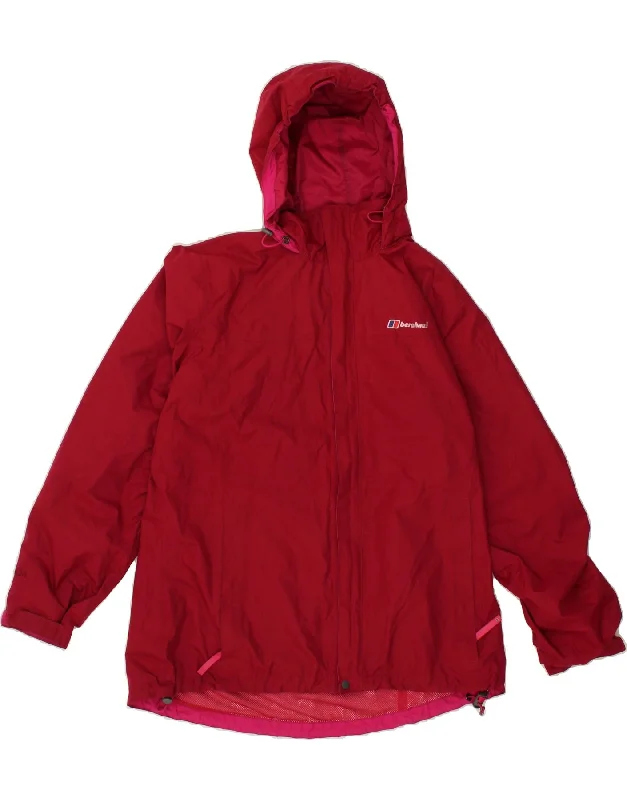 BERGHAUS Womens Hooded Rain Jacket UK 18 XL  Red Polyester