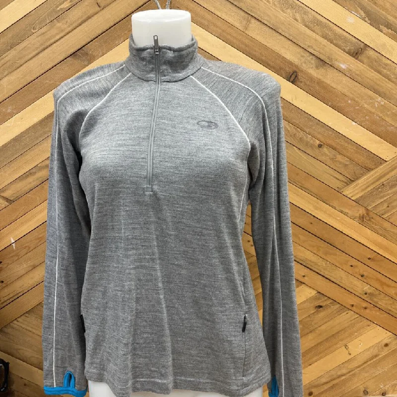 icebreaker - Women's Merino 320 1/2-Zip Baselayer Top - MSRP $230: Grey/Blue-women-MD