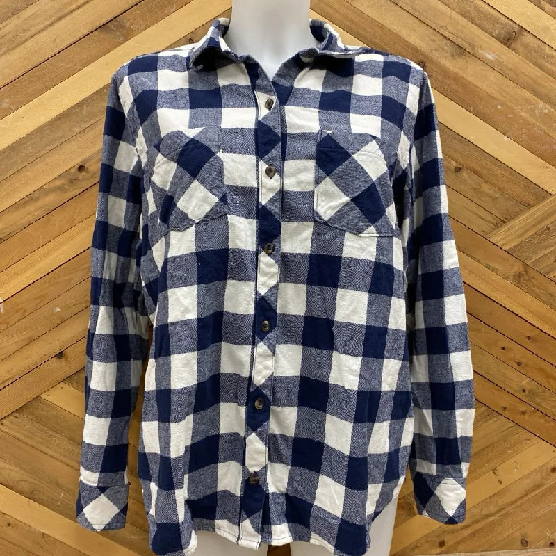 Natural Reflections - Women's Flannel Shirt - MSRP $35: Navy/White-women-LG