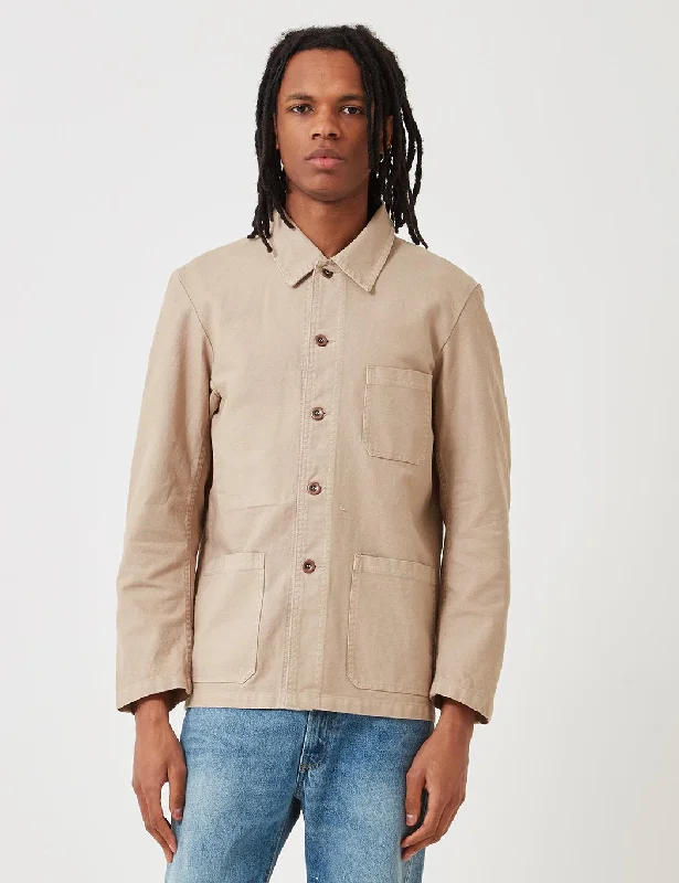 Vetra French Workwear Jacket Short (Dungaree Wash Twill) - Chalk Beige