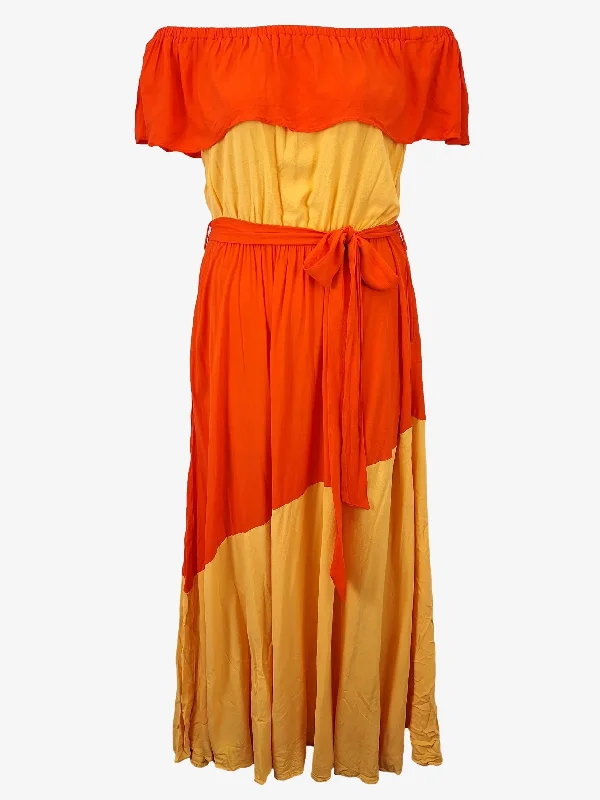 City Chic Off The Shoulder Sunset Tiered Maxi Dress Size 14