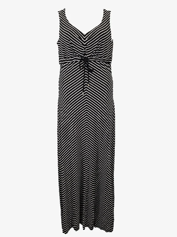 David Lawrence Drawstring Striped Summer Maxi Dress Size L