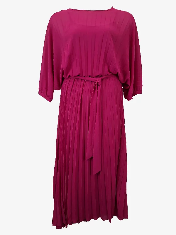 Fate + Becker Fuchsia Bat Wing Pleated Maxi Dress Size 10