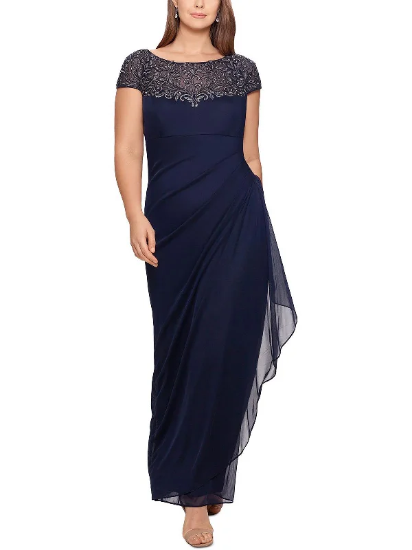 Plus Womens Embellished Maxi Evening Dress