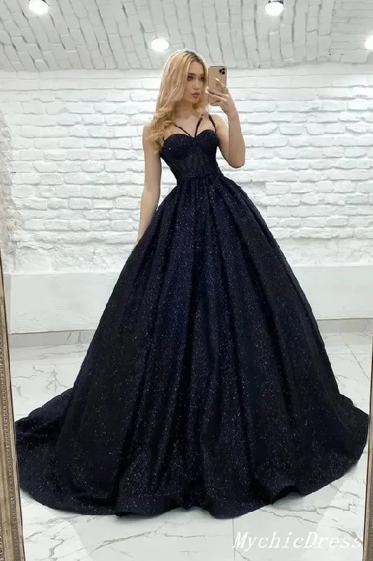 A Line 2025 Black Sequin Prom Dresses Glitter Sleeveless Long Evening Gowns