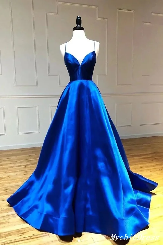 2025 Cheap UK A Line Prom Dresses Royal Blue Simple Evening Dresses