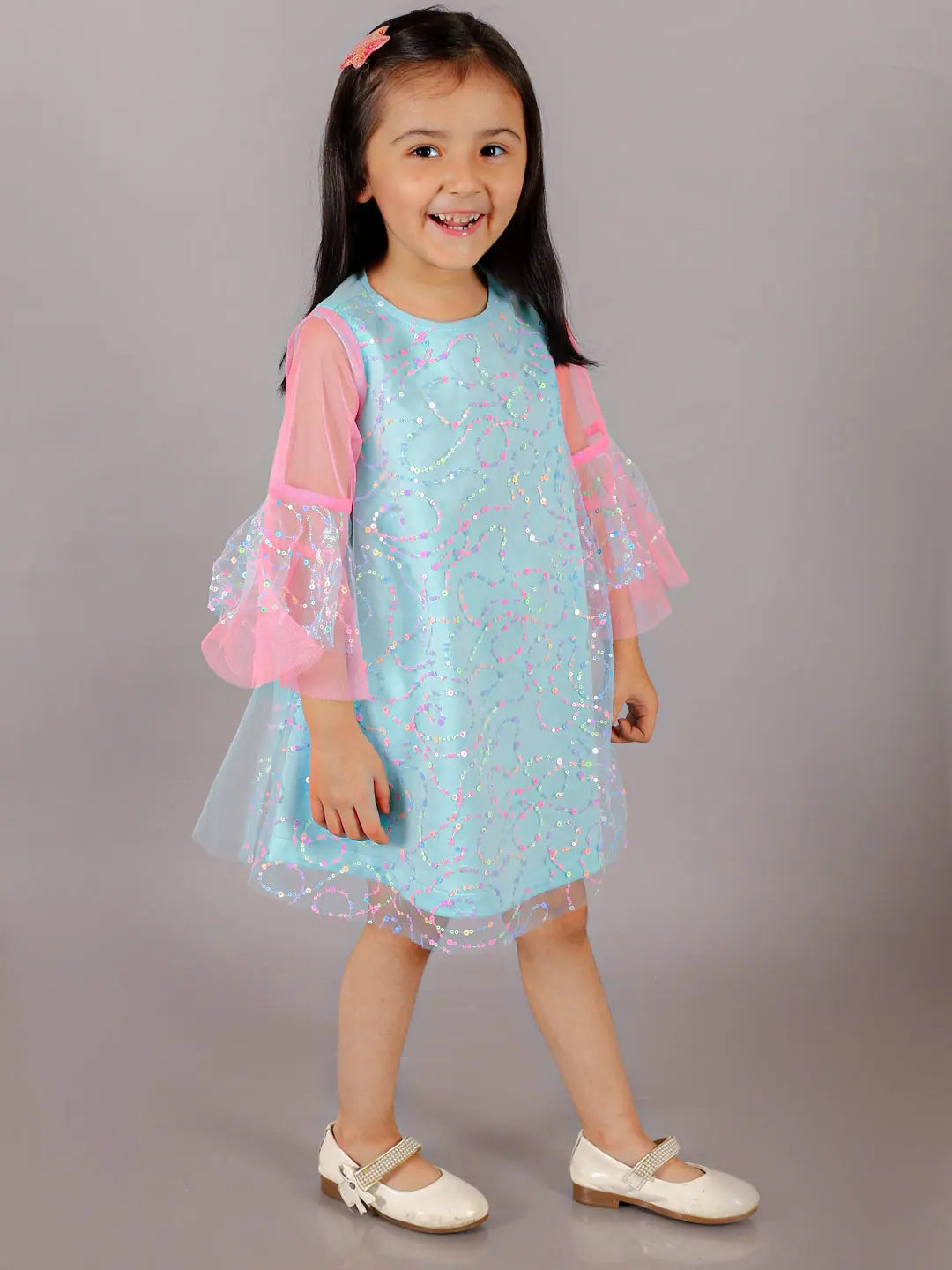 Razzle Dazzle Girls Blue Mulit Colour Sequins Party Dress