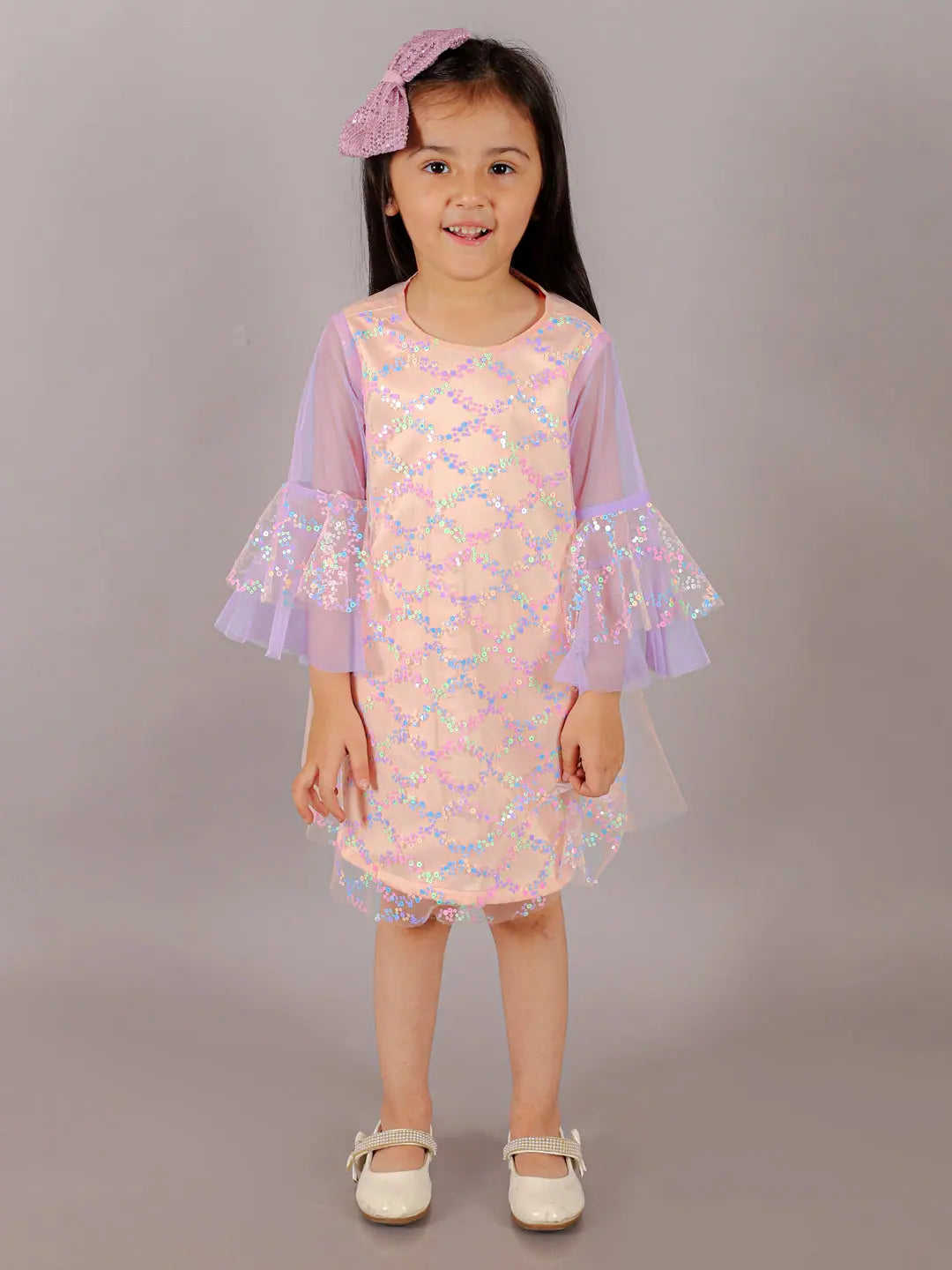 Razzle Dazzle Girls Pink Mulit Colour Sequins Party Dress