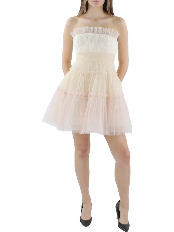 Womens Tiered Ruffle Cocktail And Party Dress