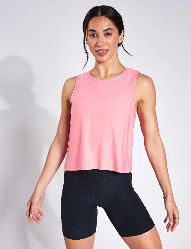 Featherweight New View Cropped Tank - Sun Kissed Coral Heather