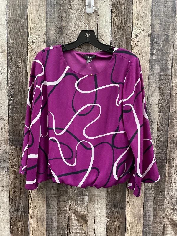 Blouse Long Sleeve By Alfani In Purple, Size: Mp