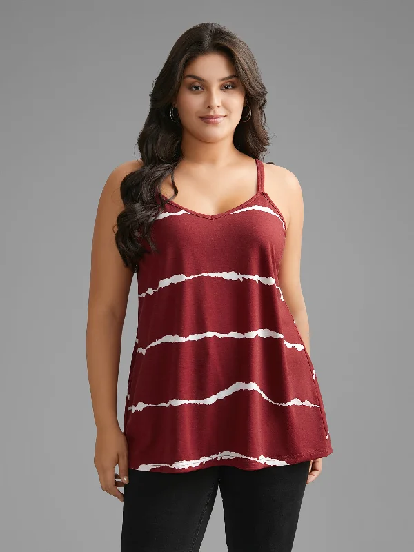 Contrast Striped V Neck Cami Top