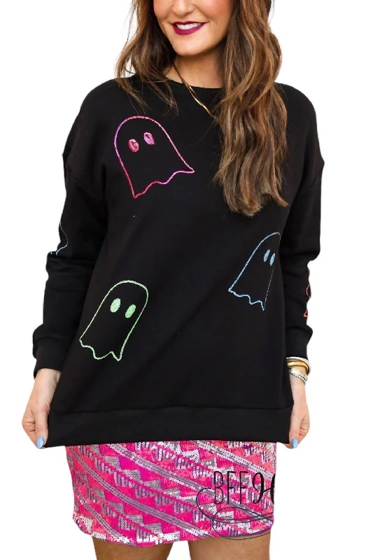 Sequin Ghost Pullover In Black