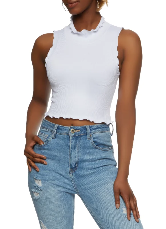 Seamless Lettuce Edge Cropped Tank Top