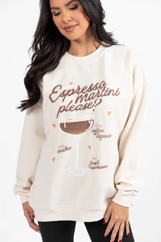 Espresso Martini Please Cream Oversized Graphic Sweatshirt